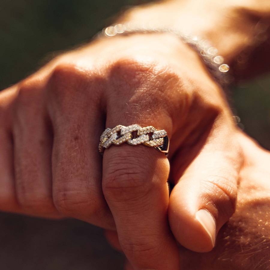 mens gold diamond ring