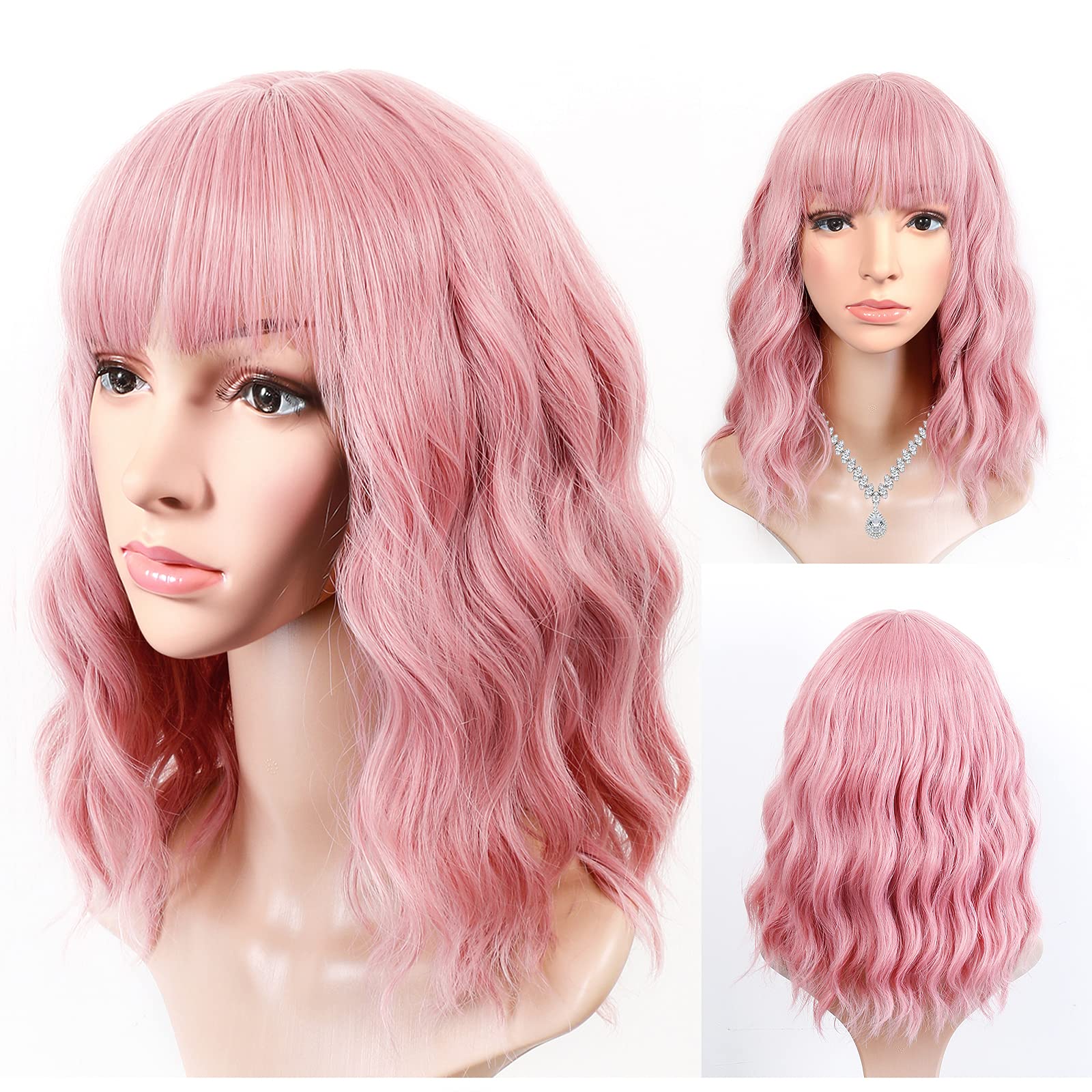 Pink wig bangs